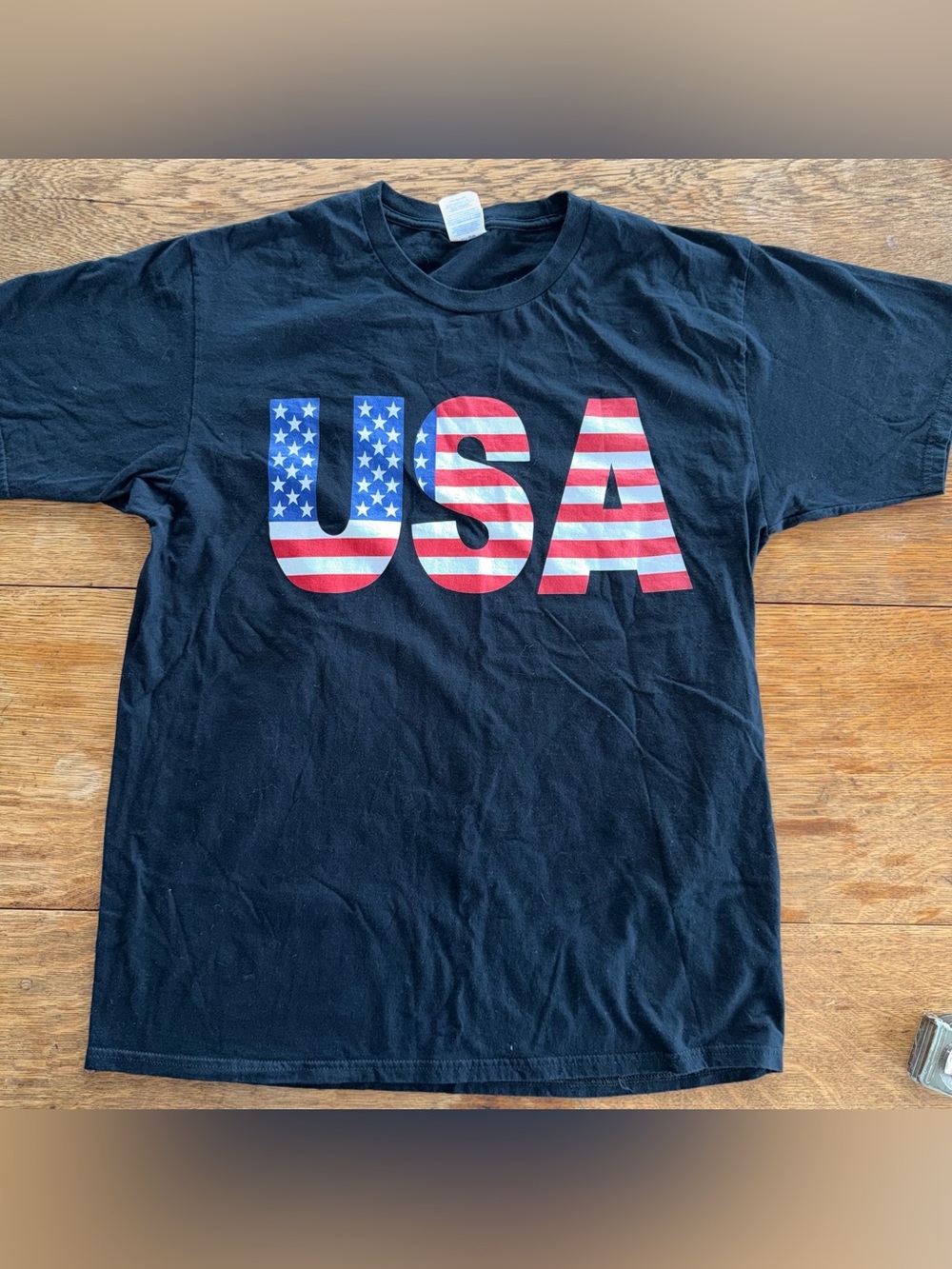 USA 🇺🇸 Patriotic 4th of July Port and Company Black T‑Shirt with USA Flag Print